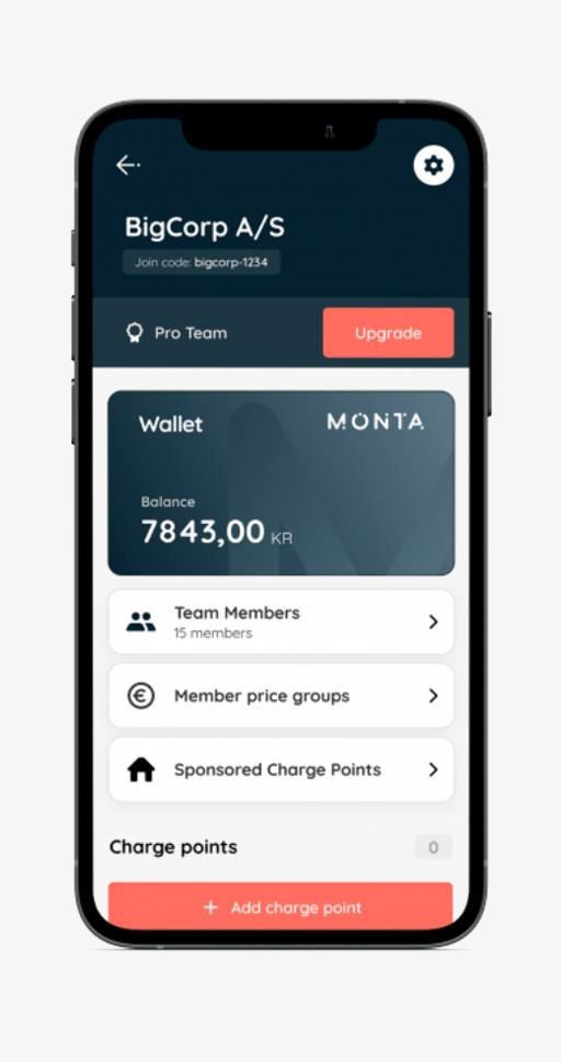 Monta wallet på smartphone